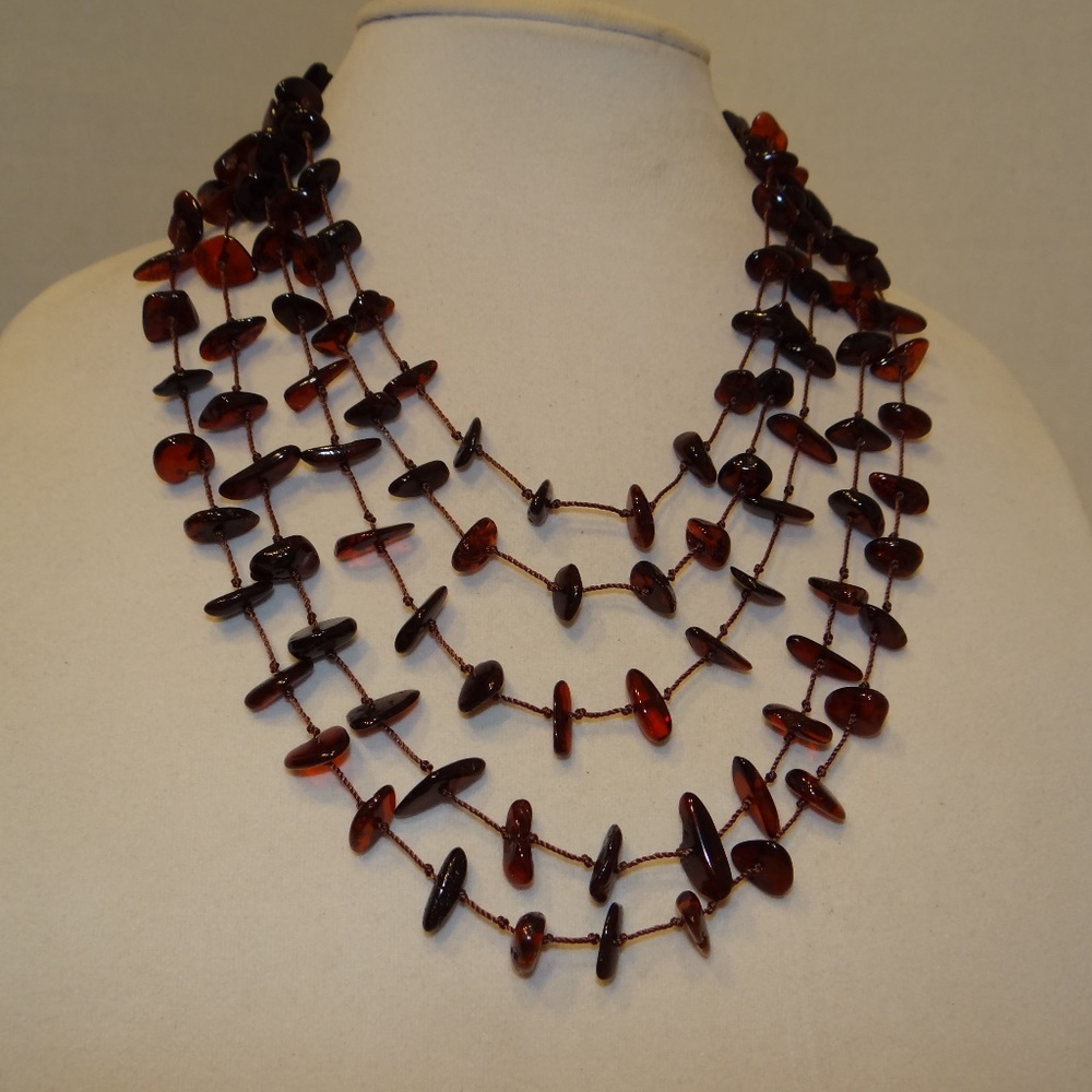 Artisan Crafted 5-Strand 20" Cognac Amber Waterall
